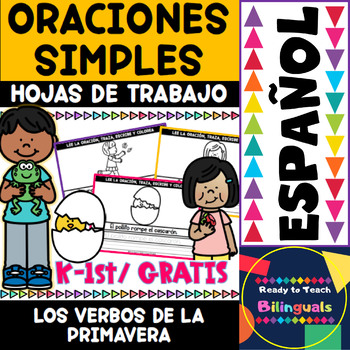 Preview of Oraciones Simples - Hojas de Trabajo - Verbos de la Primavera FREE