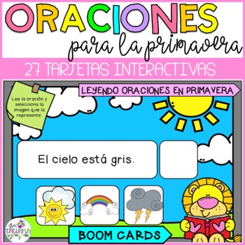 Preview of Oraciones de Primavera en Boom Cards | Spring Sentences in Spanish