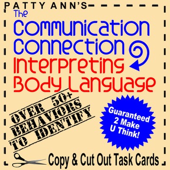 Preview of Oral Communication Skills Activity Game Interpret Body Language with Task Cards