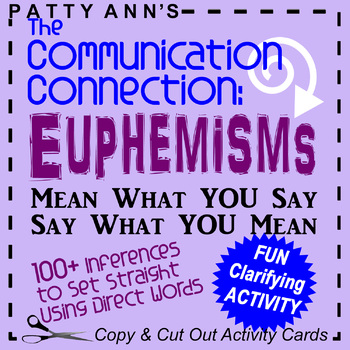 Preview of Oral Communication Language Euphemisms Word Play Activity Games Task Cards