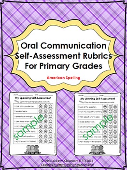 Preview of Oral Communication (Speaking/Listening) Self-Assessments {American Spelling}