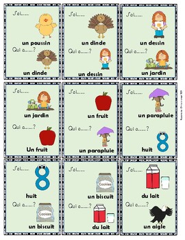 Oral FRENCH expression game J'ai, qui a... les sons composés on, in, ai ...