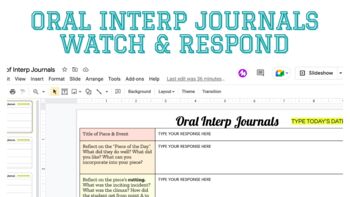 Preview of Oral Interp Journals - Watch & Respond Activity - Google Slides