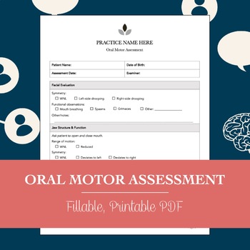 Preview of Oral Motor Assessment Worksheet for Speech Therapy
