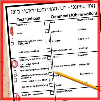 speech oral motor assessment checklist