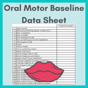 Preview of Oral Motor Imitation Baseline Data Sheet