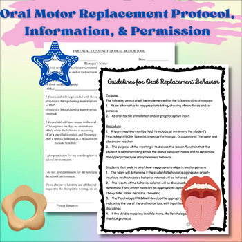 Preview of Oral Motor Replacement Protocol, Information, and Permission Slip- Chewy, OT,SLP