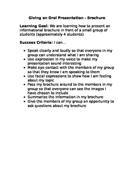 success criteria for oral presentation ks2