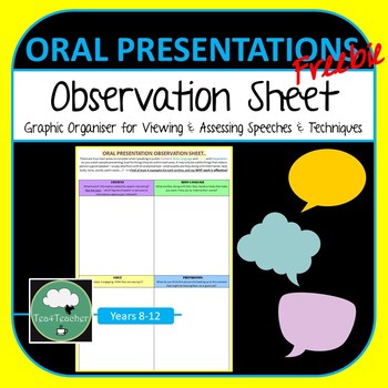 Preview of Oral Presentation Observation Worksheet