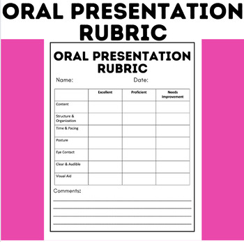 Preview of Oral Presentation Rubric