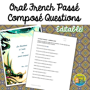 Preview of FRENCH Oral Questions - Passe Compose (Past Tense)