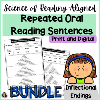 Preview of Oral Reading Fluency Practice Bundle | SOR | Inflectional Endings sentences