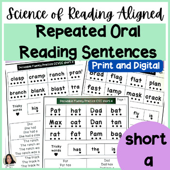 Preview of Oral Reading Fluency Practice | Science of Reading | short a sentences