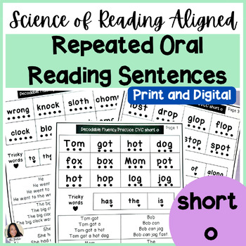 Preview of Oral Reading Fluency Practice | Science of Reading | short o sentences