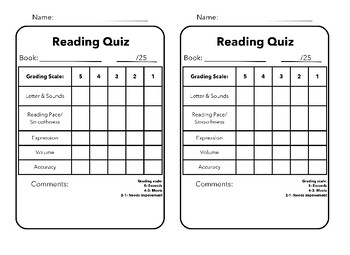 Preview of Oral Reading Quiz and Test Evaluation, Abeka, Kindergarten