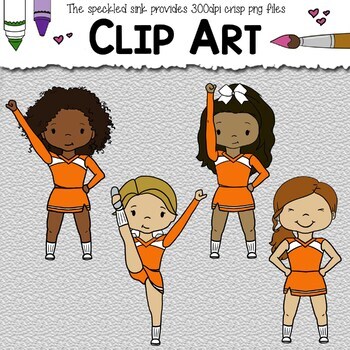 Preview of Orange Cheerleader Clip Art. For your cheerleading program or school spirit.