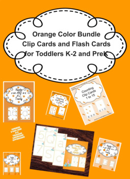 Preview of Orange Color Bundle, Clip Cards and Flash Cards busy work interactive printable