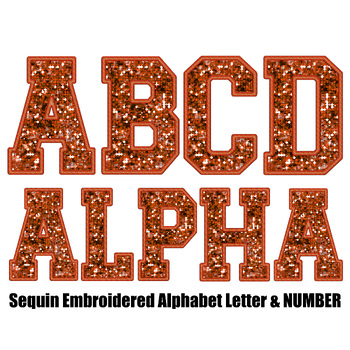 Preview of Orange Faux Embroidered Sequin PNG Alphabet Set