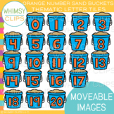 Orange Number Sand Bucket Thematic Number Tile - MOVEABLE 