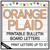 Orange Plaid Fall Print Alphabet Bulletin Board Letters