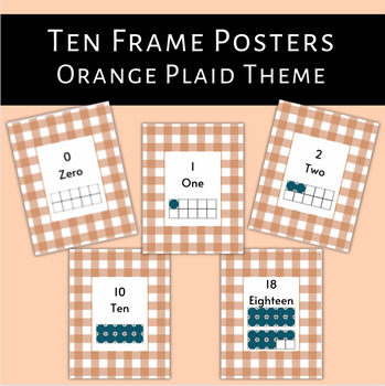 Preview of Orange Plaid Theme Ten Frame Posters, Signs, Cards, Wall Decor