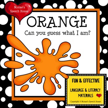 Preview of COLORS ORANGE Early childhood Pre-k autism AAC