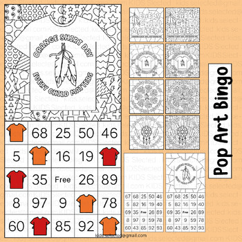 Preview of Orange Shirt Day Activities Kindergarten Coloring Pages Bingo Cards Craft Game