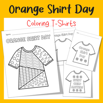 Preview of Orange Shirt Day Art Activity Colouring T-Shirts for Kindergarten September 30th