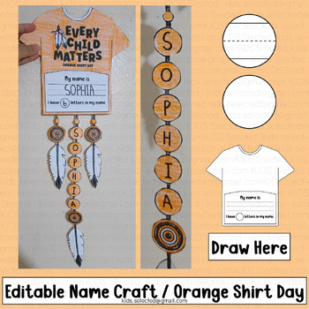 Preview of Orange Shirt Day Art Name Craft Kindergarten Writing Activities Bulletin Board