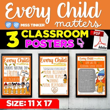 Preview of Orange Shirt Day Classroom Posters, Large posters 11x17, Ready-to-print