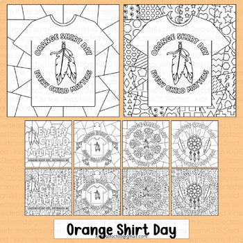 Preview of Orange Shirt Day Coloring Pages Math Craft  Pop Art Activities Bulletin Board