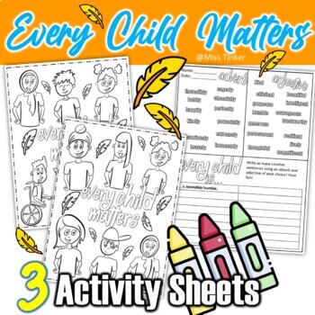 Preview of Orange Shirt Day - Every Child Matters 3 Activity Pages *No Prep-Just Print*