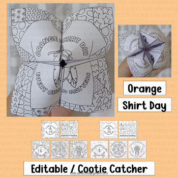 Preview of Orange Shirt Day Kindergarten Activities Cooties Catcher Art Craft Writing Game