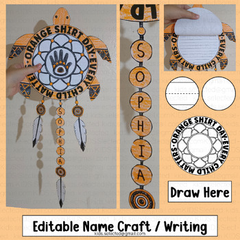 Preview of Orange Shirt Day Kindergarten Name Craft Writing Activities Art Bulletin Board