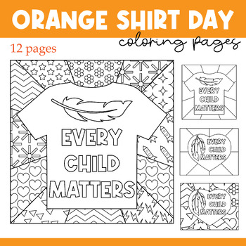 Preview of Orange Shirt Day Pop Art Coloring Pages Activities | Every Child Matters