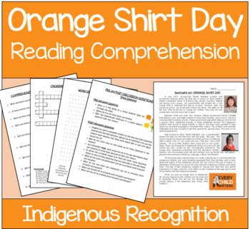 Preview of Orange Shirt Day Reading Comprehension- Canadian Indigenous Recognition