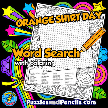 Preview of Orange Shirt Day Word Search Puzzle Activity & Coloring | Truth & Reconciliation