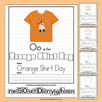 Preview of Orange Shirt Day Writing Activities Alphabet Letter O Worksheet Kindergarten