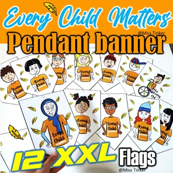 Preview of Orange Shirt Day XXL Flags Pendant Banner for Big Bulletin Boards Just Print!