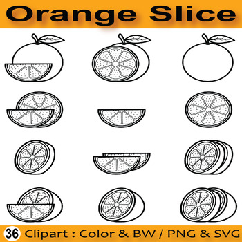 Orange Slice Clipart - Orange Citrus Fruits Clipart (SVG ,PNG ...