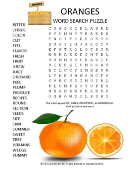 Preview of Orange Word Search Puzzle Worksheet Game & Easel Activity