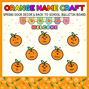 Preview of Orange Writing name Craft l Summer Door Decor & Back to School Bulletin Board