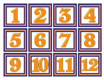 Preview of Orange and Blue Calendar Numbers