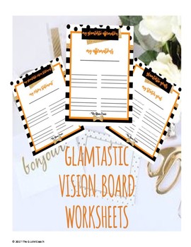 Orange and Gold Destiny Vision Sheets by Vision Board Boutique | TpT