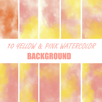Preview of 10 pages Yellow and pink watercolor- Digital Paper - Background Clip Art