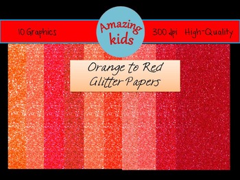Preview of Orange to Red Glitter Papers Clip Art
