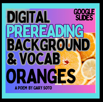 Preview of Oranges-Poem-by Gary Soto Digital Prereading Intro & Vocab, Google Slide