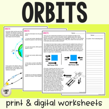 Preview of Orbits - Reading Comprehension Worksheets