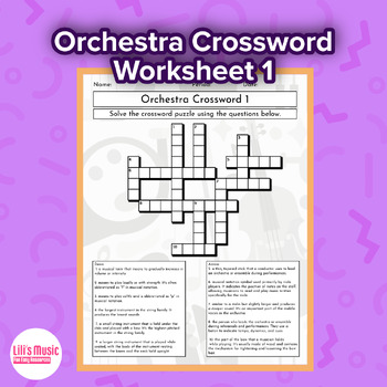Preview of Orchestra Crossword Puzzle Worksheet 1