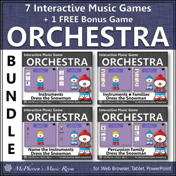 Preview of Orchestra Instruments Interactive Music Games BUNDLE + Bonus Game Dress Snowman